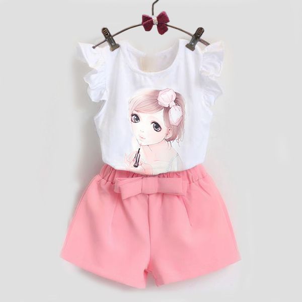

children's summer dress 2019 new boomer sports korean edition leisure sleeved short s two-piece set 5 6 7 8 9 years y190522, White
