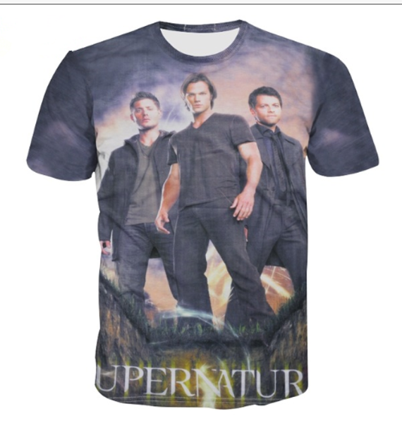 

men/womens fashion movies supernatural 3d print harajuku style t shirt plus size style outfit funny summer 3d t-shirt u1233, White;black