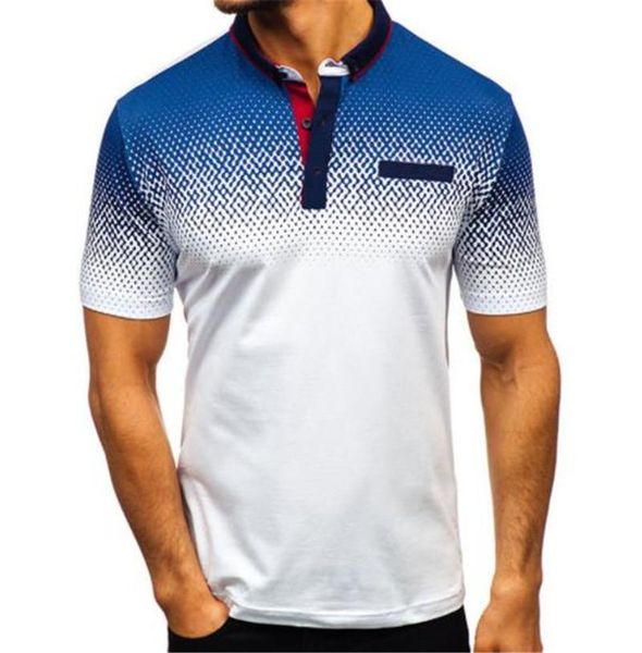 

3d print contrast color mens tshirts lapel casual mens tshirt polka dot polo blouse print male clothing, White;black