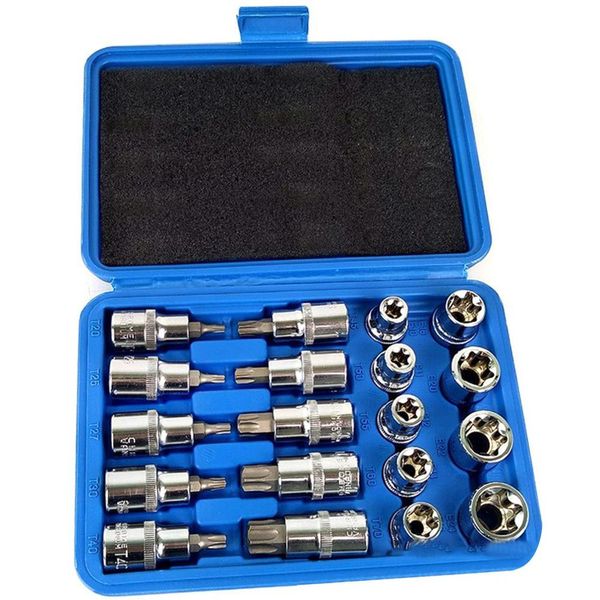 

19pcs 1/2in socket set drive star socket bit set e10 - e24 torx t20 - t70 pressure batch repair tools