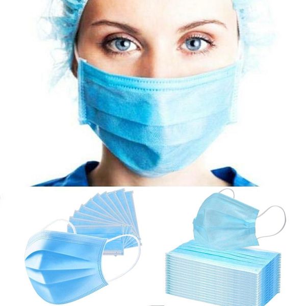 

dhl ship 1000 1pcs face3 ply non woven party mask blue filter meltblownfast shipping in 3 days zxmm