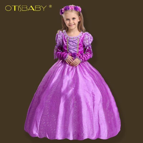 

christmas fancy girls rapunzel princess dress kidsparty girl dress baby winter aurora children's costume ankle long, Red;yellow