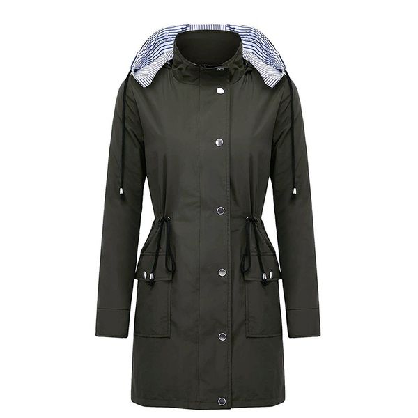 

hooded women's windbreaker zip up women jackets long sleeve autumn outwear drawstring female overcoats, Tan;black