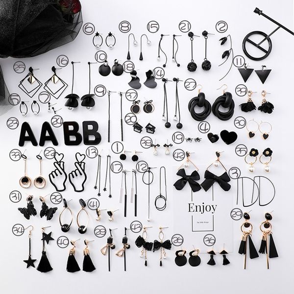 

korean version fashion black earrings retro simple female tassel earrings long sweet temperament women trendy earrings, Silver