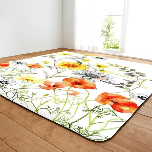 

nodic art colorful flower painting print carpet for livingroom bedroom home decor area rug bedside blanket anti-slip floor mat
