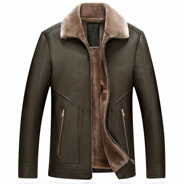 

new arrival large men leather jacket thick warm winter loose casual faux fur coat men plus size m l  2xl 3xl 4xl, Black