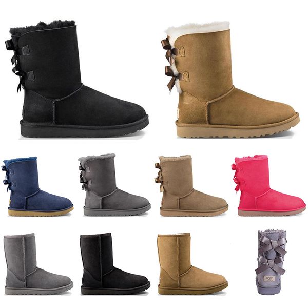 

with socksuugg australia boots for womens classic ankle short bow fur boot snow winter triple black navy casual shoes