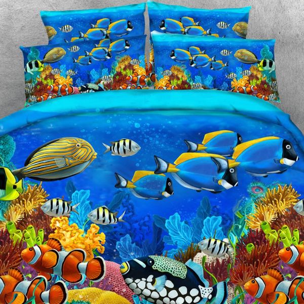 

goldeny 4 parts per set tropical fish and coral reef 3d marine bedding set popular children bedding sets