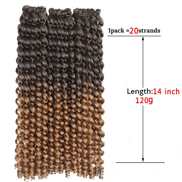 14 inç atlama değnek curl jamaikan sıçrama tığ saç crotchet sentetik saç uzantıları isıya dayanıklı ombre örgü kıllar