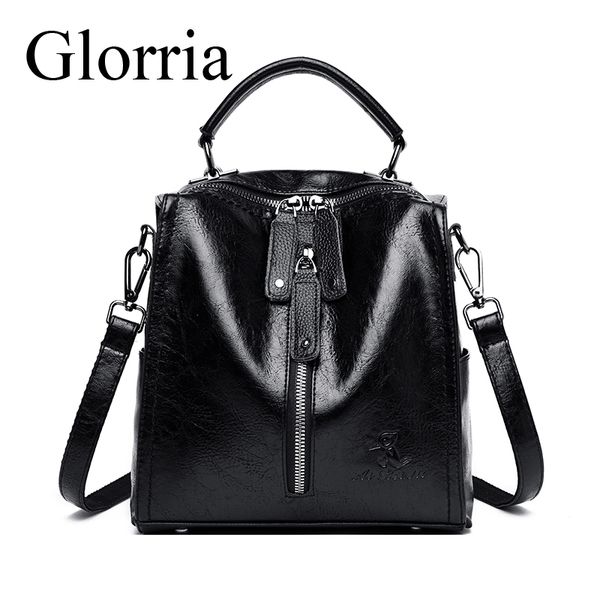 

glorria leather women backpack casual solid school bags for teenage girls travel backpack ladies bagpack mochila feminina