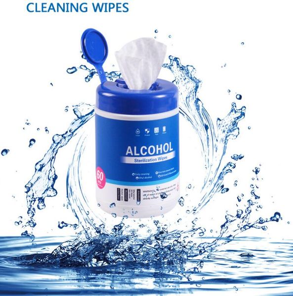 

Склад США 75% спиртовые салфетки 60pcs Трение рук спиртовыми салфетками Электроника Дезинфицирующие салфетки Антибактериальные дезинфицирующее Мытье рук