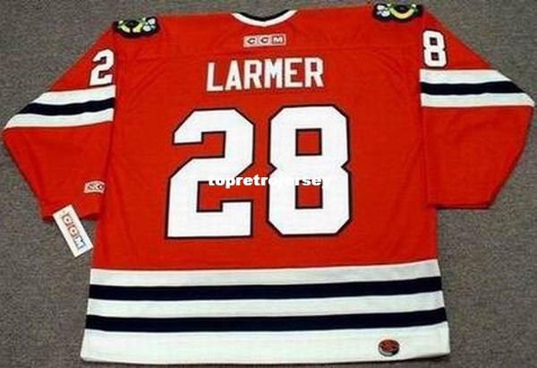 

wholesale mens steve larmer chicago blackhawks 1990 ccm away retro hockey jersey, Black;red