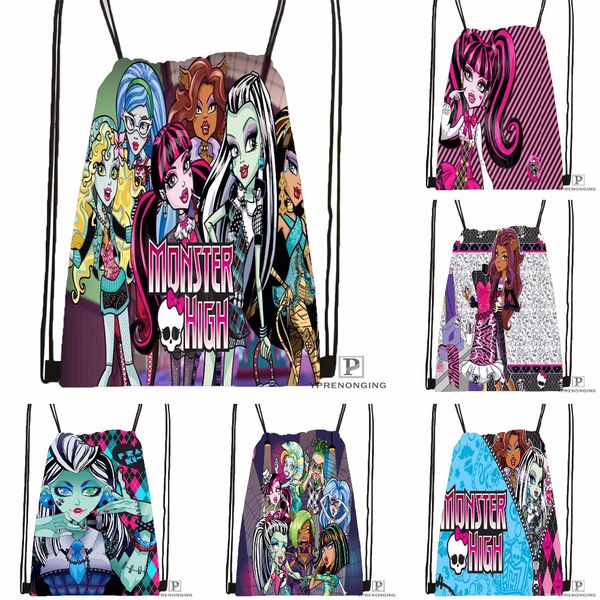 

custommonster high drawstring backpack bag cute daypack kids satchel (black back) 31x40cm#180531-04-14
