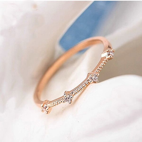 

ornaments classic ring four crystal stone s925 silver 14k gold filling ring concise