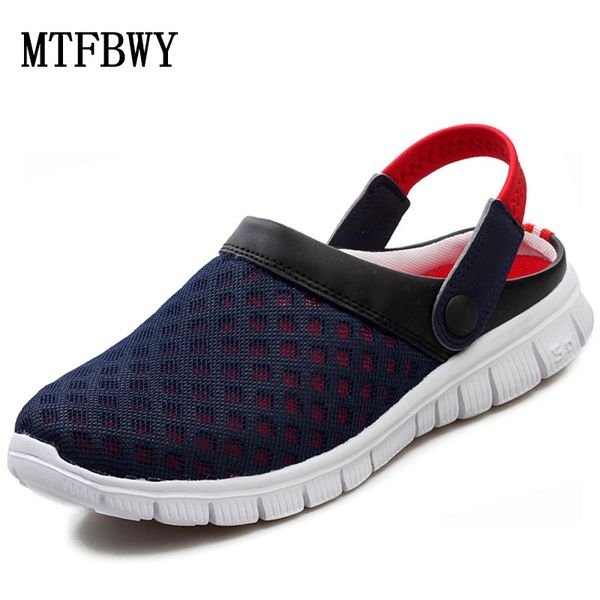 

2016 new women men's summer shoes sandals breathable slippers mesh lighted casual shoes outdoor slip on beach flip flops, Black