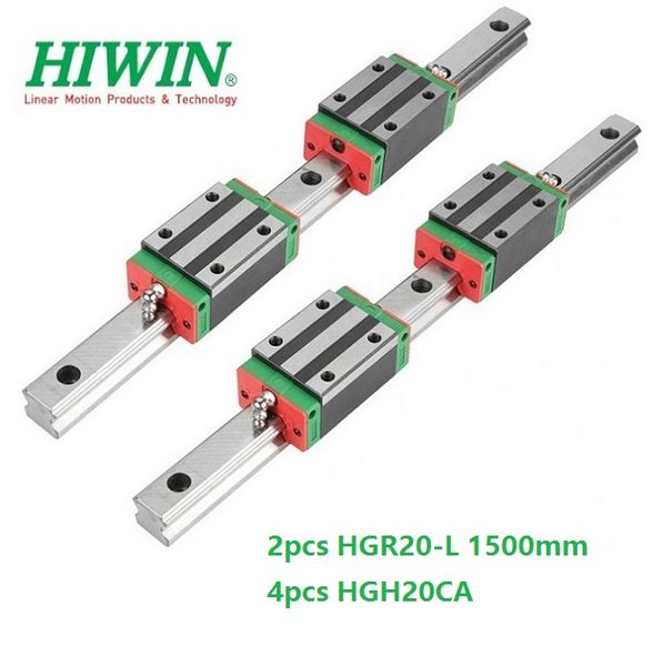 

2pcs original new hiwin hgr20 - 1500mm linear guide/rail + 4pcs hgh20ca linear narrow blocks for cnc router parts