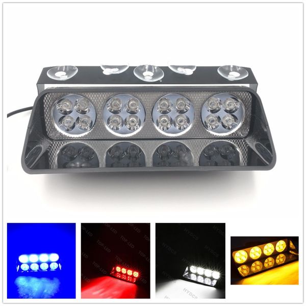 

1pc 16led flashing modes 12v car truck emergency flasher dash strobe warning light red white blue amber flash led lights