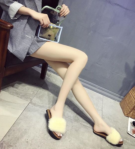 

schoenen vrouw winter women home slippers with faux fur fashion warm shoes woman slip on flats female slides black pink chaussures femme