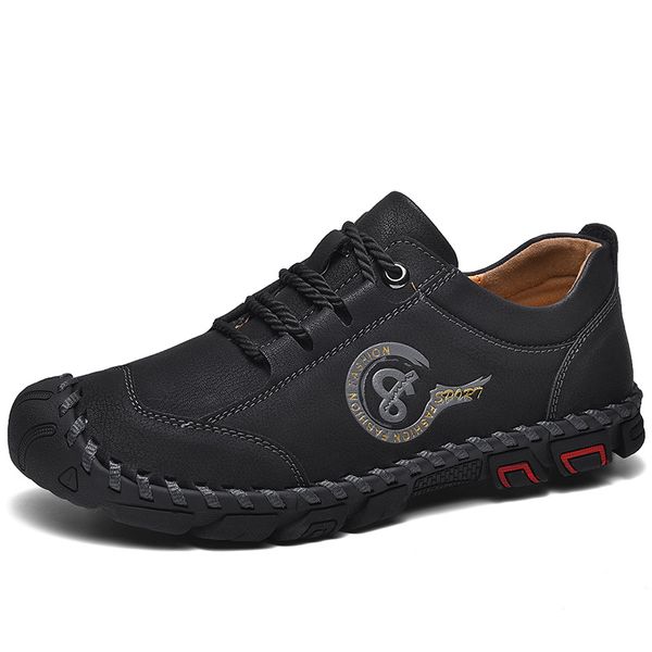 

brand casual shoes men breathable pu shoes for male fashion male flats luxury sneakers casual trainers men footwear, Black
