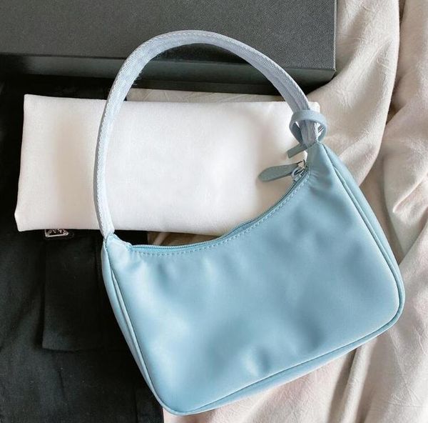 

2022 Lady Shoulder Bags Handbag Fashion Baguette Nylon Lady High Quality Underarm Bag with Box, Blue