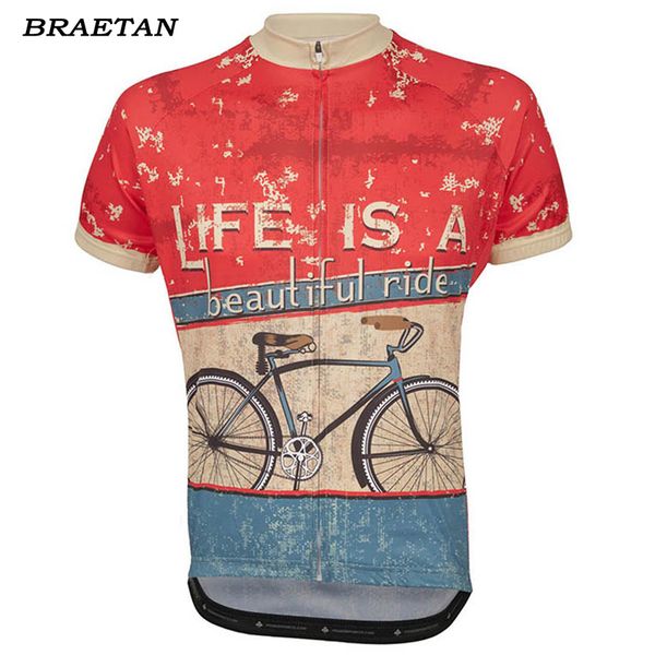 

men cycling jersey beautiful ride bike clothing cycling tour wear racing bicycle clothes red blue clothing braetan, Black;red