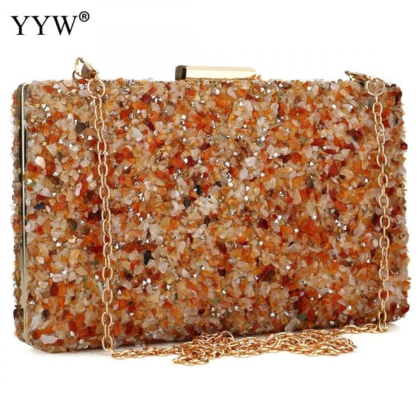 

orange stone women evening handbag clutches purse lady diamond banquet bag elegant female wedding party day clutch bags 2019 cj191209