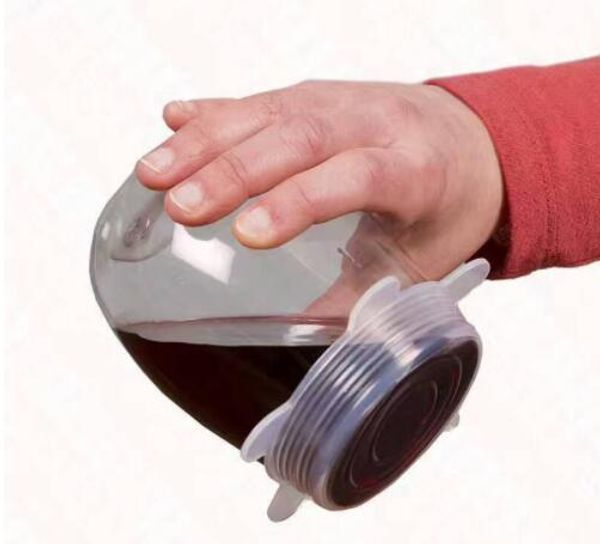 

6pcs/set silicone lids durable reusable food save cover heat resisting fits all sizes and shapes of containers kitchen tool