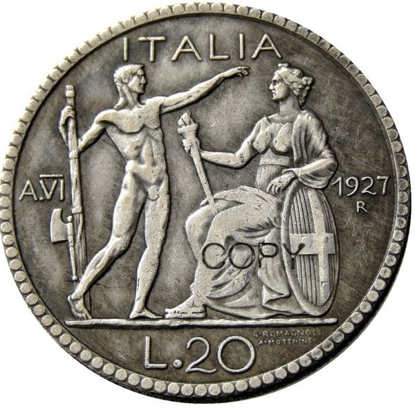 

италия 20 лир 1927 или 1928 ¨r 2pcs посеребренной копия монета