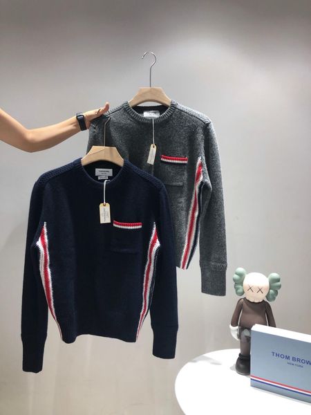 

19aw luxurious brand design thom tb hoodie long sleeve crewneck sweater sweatshirt fashion pullover hoodie outdoor browne sweatshirt, Gray;blue