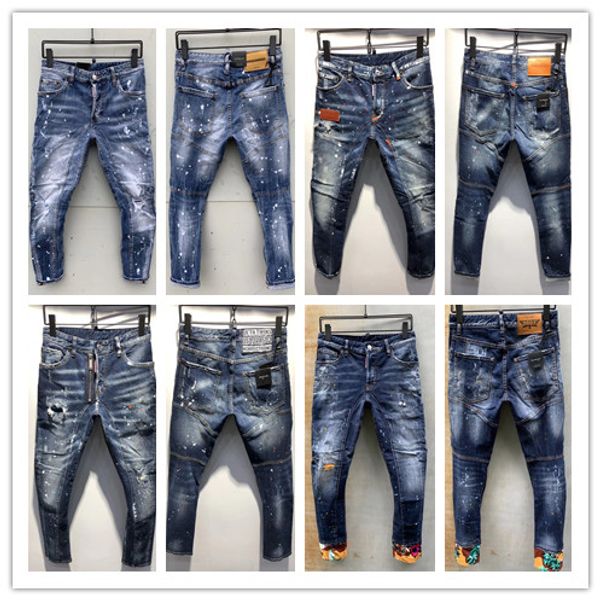 

De igner brand d2 men jean embroidery pant fa hion hole trou er luxury denim italy ize 44 54