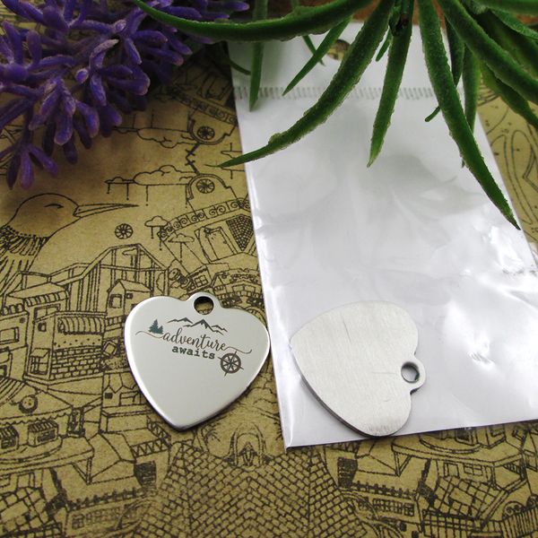 

40pcs--"adventure awaits"stainless steel charms more style for choosing diy charms pendants for necklace, Bronze;silver
