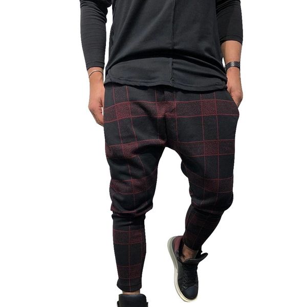 

mjartoria men long casual sport pants slim fit plaid trousers running joggers puls size sweatpants new male trousers sweatpants, Black