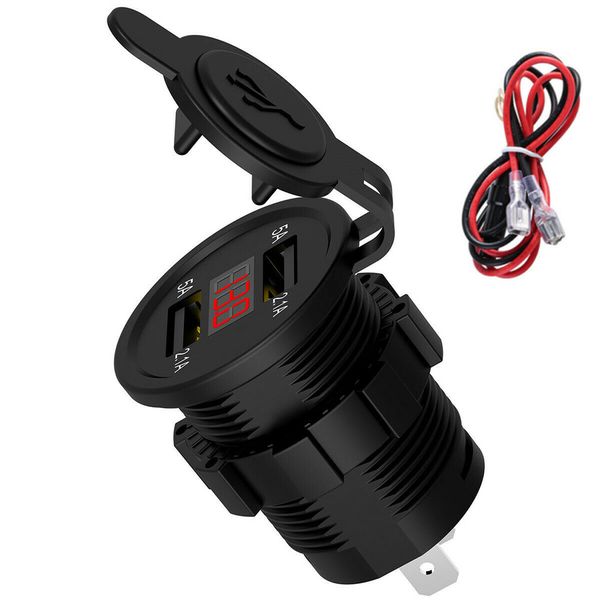 

12v dc car motorcycle charger dual usb charger socket adapter power outlet waterproof adapter