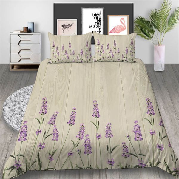Lavender Print Bedding Set Elegant Style Classic 3d Duvet Cover