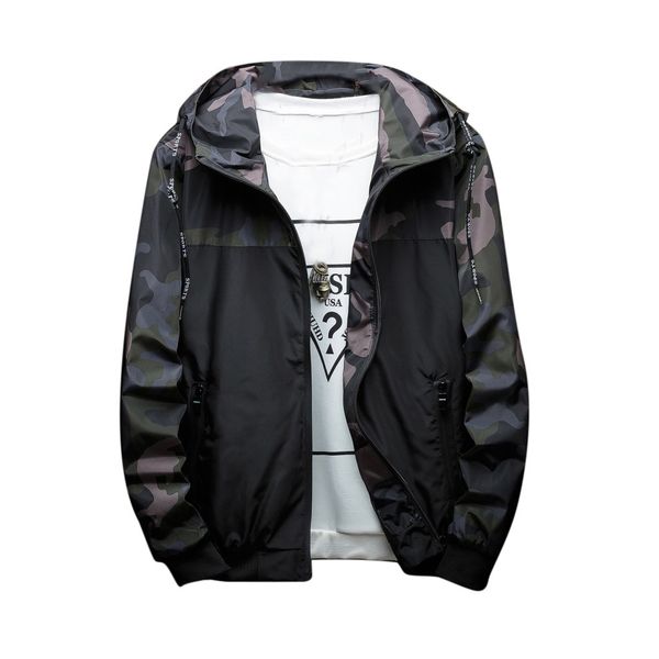 

womail 2018 men autumn winter fashion camouflage hoodie outdoor windproof sports jacket coat fashion long sleeve jacket m301128, Black;brown