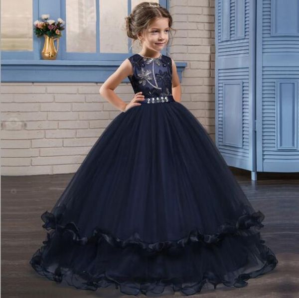 

2019 new kids ball gowns girls crystal applique wedding gown dresses with big bowknot children sleeveless party formal full evening dress, Red;yellow