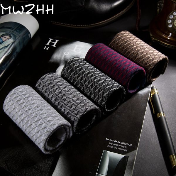 

mwzhh 2019 new styles combed cotton men's business socks compression socks 5 pairs/lot happy dress men gifts for men, Black