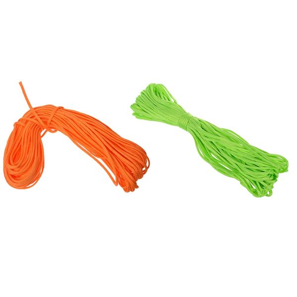 

2 pcs 100ft 7 strand 550 survival bushcraft paracord parachute cord lanyard type iii - orange & neon green