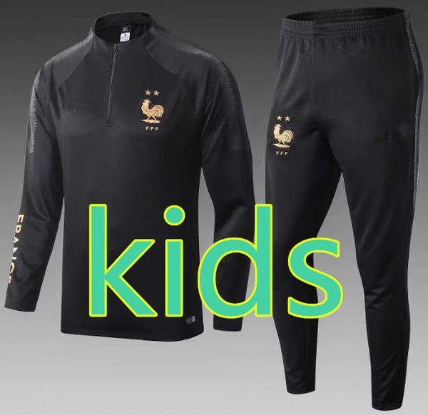

2019 2020 new kids tracksuit set boys football training tracksuit kids winter coats boy jogging survetement equipe de psg player version, Black;blue