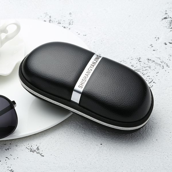 

black case case leather glasses adhesive hook zipper box sun glasses leather box