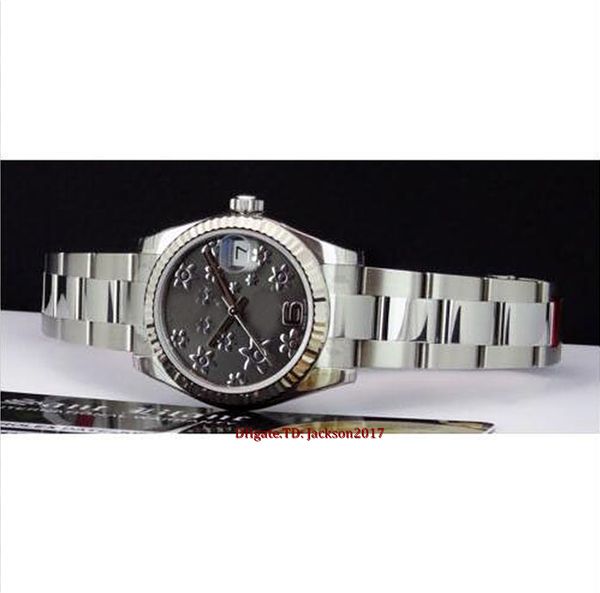 

christmas gift 8 style ladies watches stainless steel 18k white gold 178274 automatic 2813 flowers dial roman numeral 31mm, Slivery;brown
