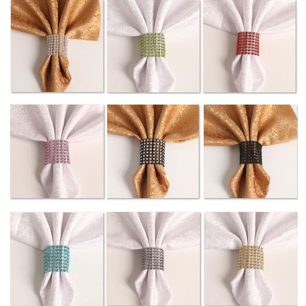

10pcs rhinestone napkin ring chairs buckles multicolor serviette holder wedding event party banquet decoration