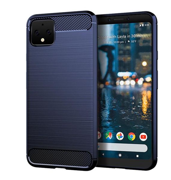 

Для Google Pixel 4 XL / Google Pixel 3a XL 3 XL Case Soft Carbon Fiber TPU кожи геля Резина кремния Назад Shell теле