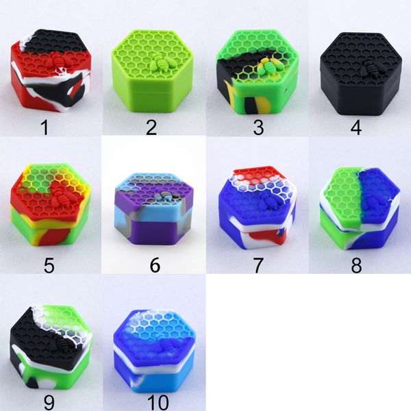 

Nonstick Honeybee wax containers 26ml hexagon honey bee silicone container food grade jars dab tool storage jar oil holder for vaporizer