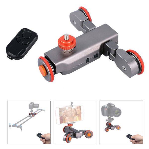 Freeshipping Autodolly Controle Remoto Sem Fio Motorizado Slider Pista elétrica Dolly 3-Roda Da Câmera Do Carro DSLR Rolamento Polia Rolante Skater