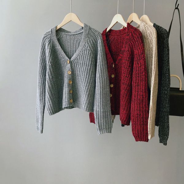 

mooirue autumn 2019 women sweet jumper loose outwear feminino red gray khaki white knitred cardigan for winter