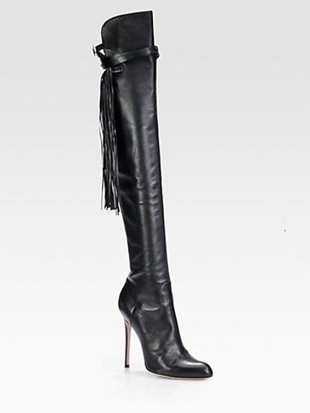 

sharp tassels high with woman boots latest fashion boots women woman, Black