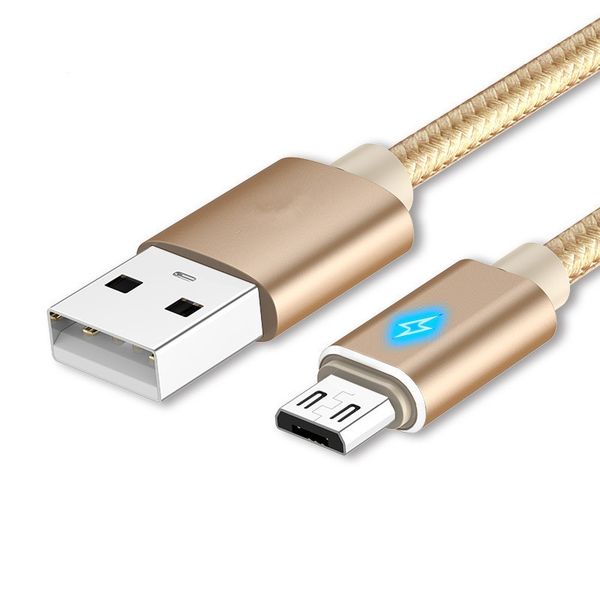 

cable for micro v8 usb 2.0 led breath light nylon braided charging data charger