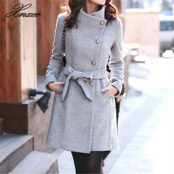 

women's jackets 2021 clothing fashion slim streetwear casual belt coat windbreaker elegant women toyouth long wool, Black;brown