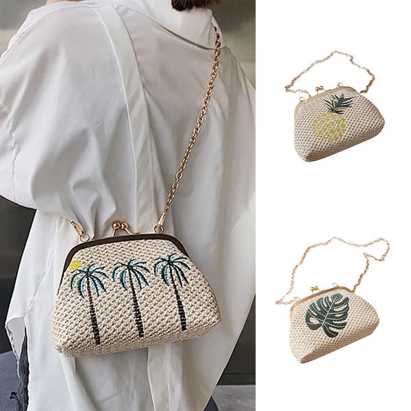 

woman bag 2019 fashion summer beach wild chain messenger shoulder solid weaving women bag bolsos grandes para mujer#35
